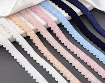 2 m Underbust Elastic Scallop-Edge – 11 mm & 12 mm | Soft Plush Bra Band/Base Elastic | Lingerie Sewing Supplies