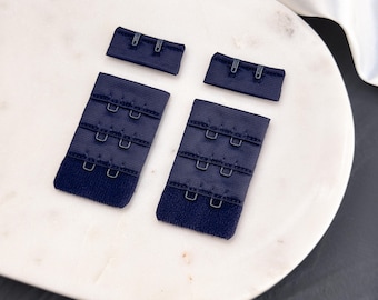 Dark Blue Bra Hook & Eye Closure, 2x3 Wide | Adjustable Bra Fastener for Bra Making, Lingerie Sewing