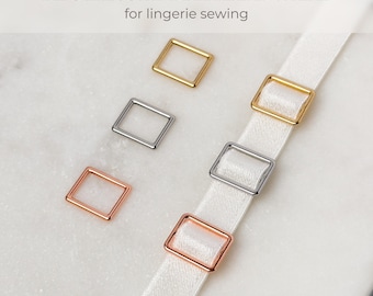 Rechteckige BH Ringe, Schieber, Größe 10mm in Gold/ Silber/ Rosegold | Dessous Nähzubehör, Zubehör
