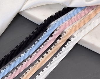 2m Picot Elastic Trim Black / Milk / Beige / Pink / Light Blue | Soft Scallop-Edge Knicker & Lingerie Elastic | DIY Underwear Supplies