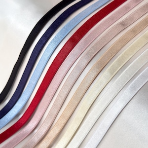 2 m de bretelles élastiques en satin, 10 mm (3/8&quot;) – 10 couleurs | Élastique de lingerie en peluche pour la fabrication de soutiens-gorge