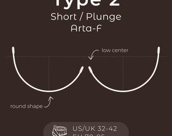 Bra Underwires Short Plunge (Type 2) | Sizes EU 70–95 (US 32–42), ARTA-F | Underwires for Bra & Corset Making