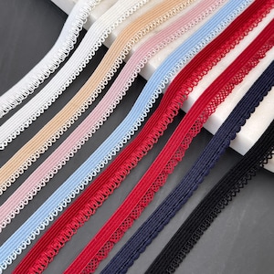 Ribete elástico Picot de 2 m – 9 mm y 11 mm, borde festoneado suave / Elástico para bragas / lencería / 8 colores / Costura de ropa interior DIY