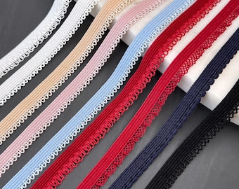 2m Picot Elastic Trim – 9 mm & 11 mm, Soft Scallop Edge | Knicker / Panty / Lingerie Elastic | 8 Colors | DIY Underwear Sewing