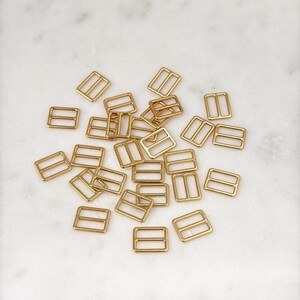 Rektangulära BH-ringar och glidare, 10 mm i guld/silver/rosaguld | Sömnadsdetaljer för underkläder, accessoarer Slider - Gold