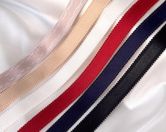2m Bra Strap Elastic – 15 mm (5/8") | Black, Navy, Red, Milk, Beige, Peony | Large Size Elastic for Bra Making, Lingerie Sewing, Straps