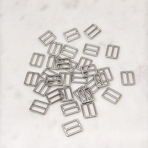 Rektangulära BH-ringar och glidare, 10 mm i guld/silver/rosaguld | Sömnadsdetaljer för underkläder, accessoarer Slider - Silver
