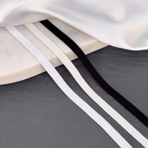 2m Soft Knitted Elastic 7 mm (1/4&quot;) |  Flat Narrow Elastic for Lingerie, Panties, Bralettes, Garments | Black, White, Milk