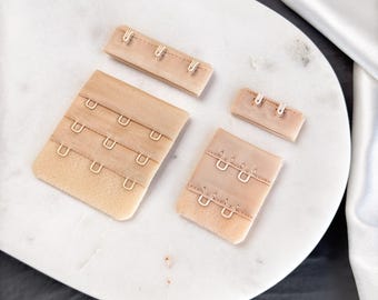Cierre de gancho y ojal para sujetador beige (3x3, 2x2) / Cierre trasero ajustable para sujetador, suministros para confección de sujetadores