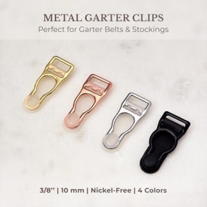 Garter Clips / Suspender Clips, 3/8’’ (10 mm) | Metal Stocking Holders for Lingerie Sewing