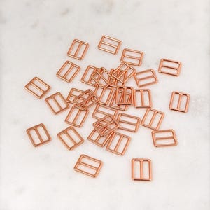 Rektangulära BH-ringar och glidare, 10 mm i guld/silver/rosaguld | Sömnadsdetaljer för underkläder, accessoarer Slider - Rose Gold