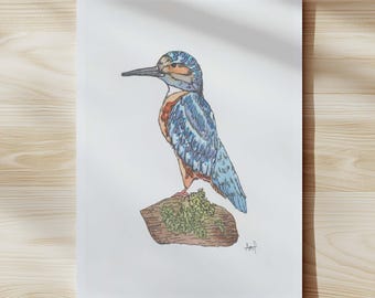 Kingfisher Watercolour Painting | Unique Wildlife Art Print for Bird Enthusiasts