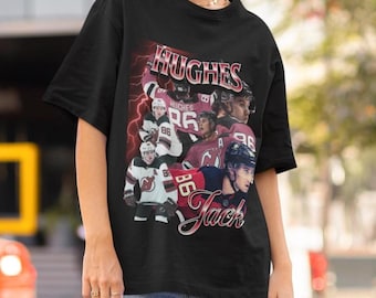 Jack Hughes Shirt Vintage 90s New Jersey Devils NHL Fan Hockey Design Retro Bootleg Gift Classic Graphic Tee Unisex T-Shirt Limited Edition