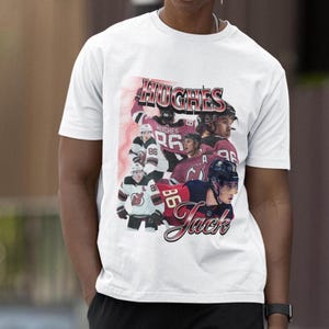 Jack Hughes Shirt Vintage 90s New Jersey Devils NHL Fan Hockey Design Retro Bootleg Gift Classic Graphic Tee Unisex T-Shirt Limited Edition image 7