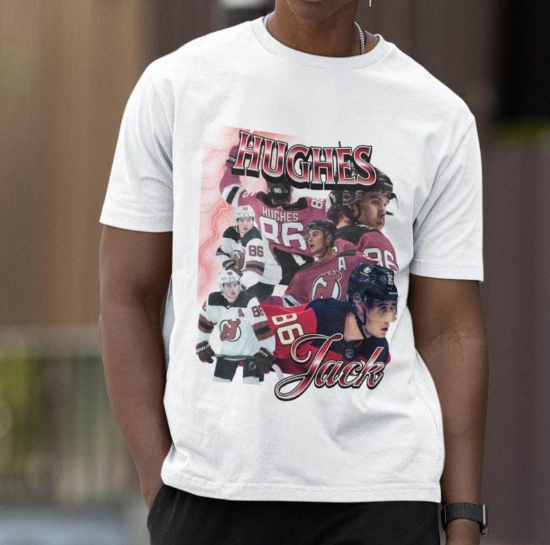 Jack Hughes Shirt Vintage 90s New Jersey Devils NHL Fan Hockey Design Retro Bootleg Gift Classic Graphic Tee Unisex T-Shirt Limited Edition image 7