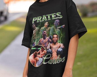 Camiseta Carlos Prates Vintage Anos 90 Estilo Gráfico Fighting Nerds Camiseta Retrô Bootleg Camiseta Esportiva Oversized Camiseta UFC Camiseta Brasil Campeão