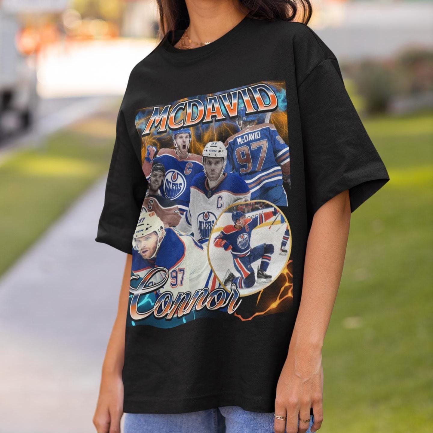 Connor Mcdavid Shirt Vintage 90s Edmonton Oilers Fan NHL Hockey 
