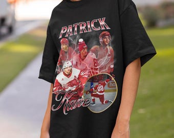 Camiseta Patrick Kane Red Wings Vintage Red Wings NHL Fan Hockey Design Retro Bootleg Gift Classic Graphic Tee Unissex Edição Limitada