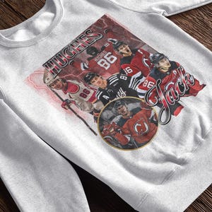 Jack Hughes-skjorta, vintage 90-tals tröja, New Jersey Devils, present till NHL Devils-fan, hockeydesign, klassisk grafisk present, unisex, begränsad upplaga bild 8