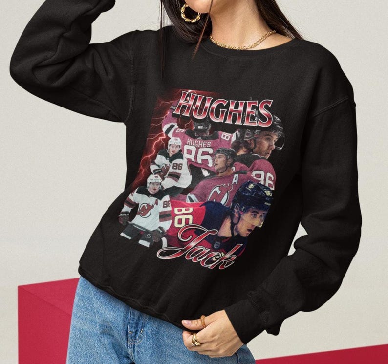 Jack Hughes Shirt Vintage 90s New Jersey Devils NHL Fan Hockey Design Retro Bootleg Gift Classic Graphic Tee Unisex T-Shirt Limited Edition image 10