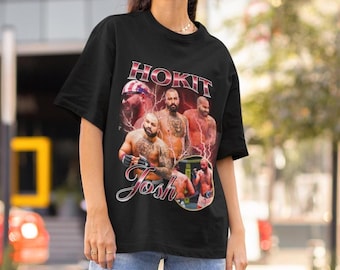 Camiseta Josh Hokit Vintage Anos 90 Estilo Gráfico Americano MMA Camiseta Retrô Estilo Bootleg Camiseta Esportiva Oversized Camiseta UFC Camiseta Peso Pesado EUA Campeão
