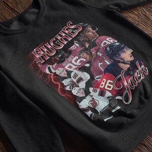 Jack Hughes Shirt Vintage 90s New Jersey Devils NHL Fan Hockey Design Retro Bootleg Gift Classic Graphic Tee Unisex T-Shirt Limited Edition image 12