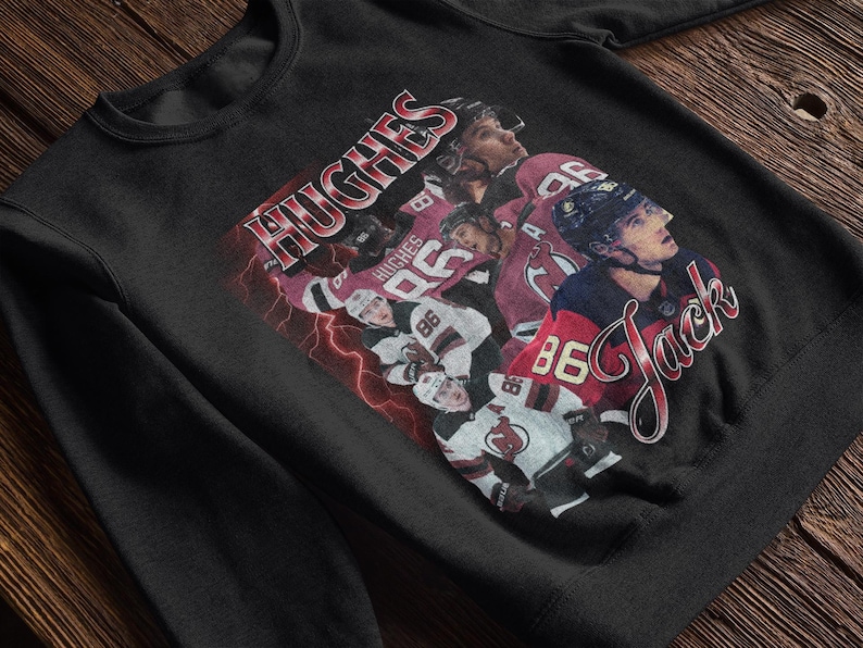 Jack Hughes Shirt Vintage 90s New Jersey Devils NHL Fan Hockey Design Retro Bootleg Gift Classic Graphic Tee Unisex T-Shirt Limited Edition image 12