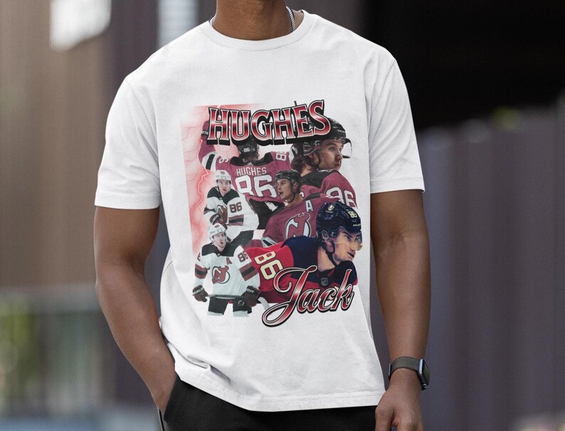 Jack Hughes Shirt Vintage 90s New Jersey Devils NHL Fan Hockey Design Retro Bootleg Gift Classic Graphic Tee Unisex T-Shirt Limited Edition image 6