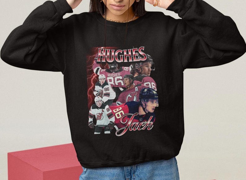 Jack Hughes Shirt Vintage 90s New Jersey Devils NHL Fan Hockey Design Retro Bootleg Gift Classic Graphic Tee Unisex T-Shirt Limited Edition image 9