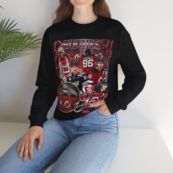 Jack Hughes Shirt Vintage 90s Sweater New Jersey Devils Gift for NHL Devils Fan Hockey Design Gift Classic Graphic Unisex Limited Edition