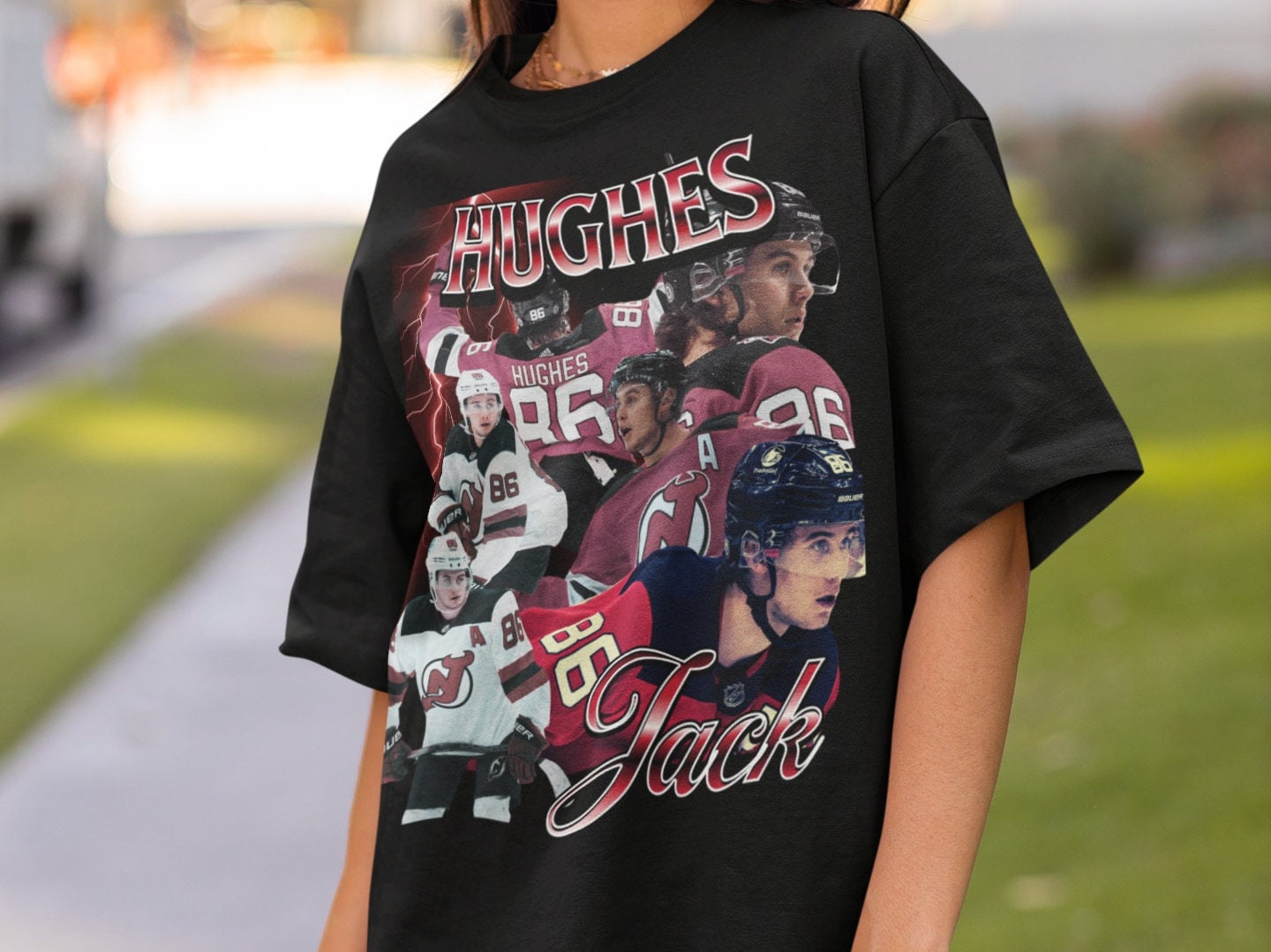 Jack Hughes Shirt Vintage 90s New Jersey Devils NHL Fan Hockey