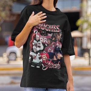 Jack Hughes Shirt Vintage 90s New Jersey Devils NHL Fan Hockey Design Retro Bootleg Gift Classic Graphic Tee Unisex T-Shirt Limited Edition image 4