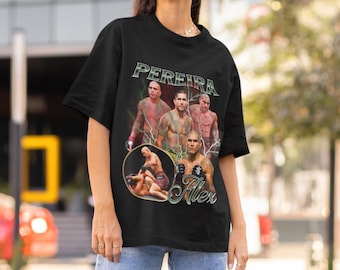 Camiseta Alex Pereira estilo vintage UFC MMA, retrô, estilo anos 90, camiseta oversized esportiva, presente para fãs de UFC, camiseta do campeão.