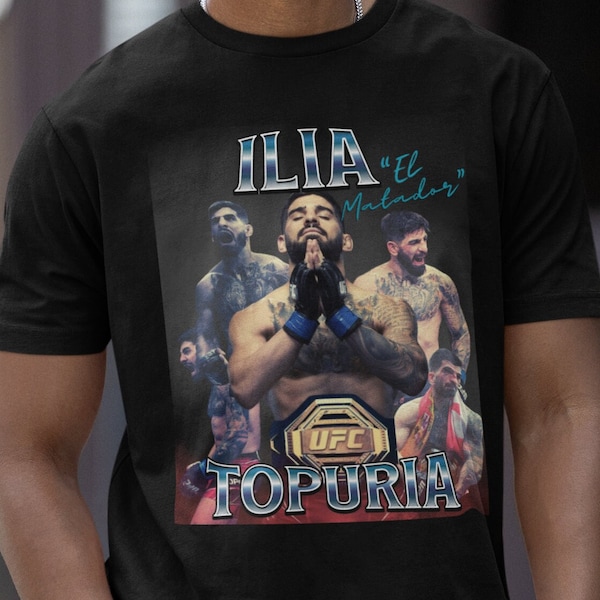 Ilia "El Matador" Topuria Vintage Style UFC Fighter T-Shirt | UFC Champion Merch | Custom Fighter Shirt Vintage MMA Fighter Topuria camiseta