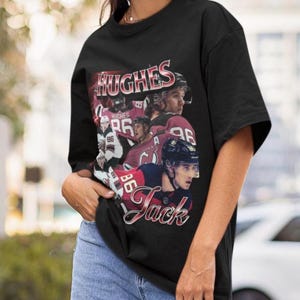 Jack Hughes Shirt Vintage 90s New Jersey Devils NHL Fan Hockey Design Retro Bootleg Gift Classic Graphic Tee Unisex T-Shirt Limited Edition image 3
