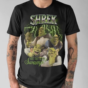 Shrek &quot;Get out of my swamp!&quot; Shrek Face Meme Shirt Funny Girls Shirt, Shrek Funny Shirt, Shrek Trending Tee Retro Vintage Style Gift for Her