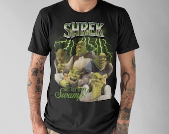 Shrek "¡Sal de mi pantano!" Camiseta divertida con meme de cara de Shrek para chicas, camiseta divertida de Shrek, camiseta de moda de Shrek, regalo retro vintage para ella.
