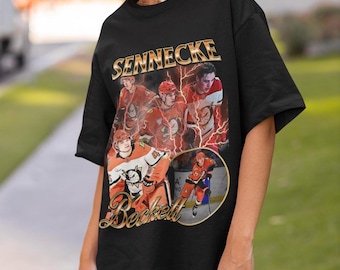 Camiseta Beckett Sennecke Vintage Anos 90 Anaheim Ducks NHL Hockey Design Retrô Estilo Bootleg - Presente Clássico Estampado Unissex - Edição Limitada