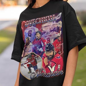 Chemise Alex Ovechkin vintage des années 90 Washington Capitals LNH Hockey Design rétro Bootleg cadeau T-shirt graphique classique T-shirt unisexe édition limitée