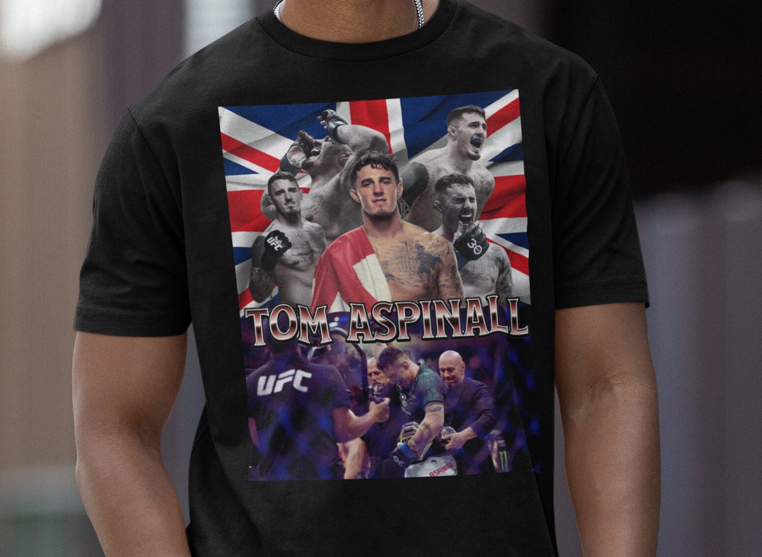Tom Aspinall 90er Jahre UFC Shirt Grafik-Art T-Shirt Kickboxen Tshirt Vintage übergroßes Sport-T-Shirt Retro Boxer MMA Bootleg Geschenk MMA