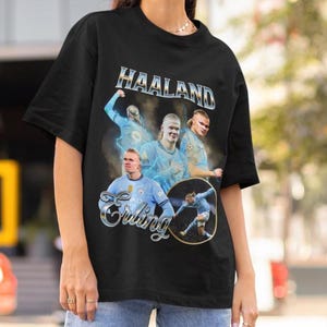 Erling Haaland Retro Vintage 90s Graphic T-Shirt Man City Tee Soccer Manchester City Football Tee Cotton Oversized Shirt Haaland Shirt gift