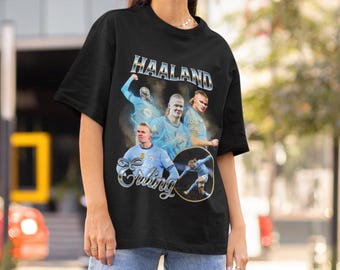 Erling Haaland Retro Vintage 90s Graphic T-Shirt Man City Tee Soccer Manchester City Football Tee Cotton Oversized Shirt Haaland Shirt gift