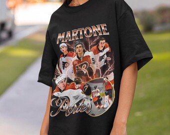 Camiseta Porter Martone Philadelphia Flyers Vintage NHL Fan Hockey Design Retro Bootleg Gift Classic Graphic Tee Unissex Edição Limitada