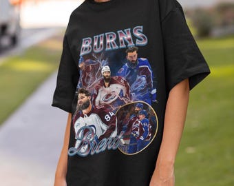 Camiseta Brent Burns Avs Vintage Anos 90 Colorado Avalanche NHL Hockey Design Retrô Bootleg Presente Clássico Camiseta Unissex Edição Limitada Nhl Avs