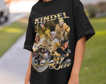 Camiseta Ben Kindel Vintage anos 90 Pittsburgh Penguins NHL Hockey Design Retrô Bootleg Presente Clássico Gráfico Camiseta Unissex Edição Limitada