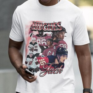 Jack Hughes Shirt Vintage 90s New Jersey Devils NHL Fan Hockey Design Retro Bootleg Gift Classic Graphic Tee Unisex T-Shirt Limited Edition image 8