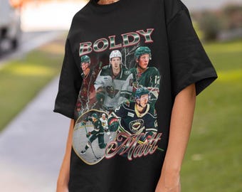 Camiseta Matt Boldy Wild Vintage Minnesota Wild NHL Fan Hockey Design Retro Bootleg Gift Classic Graphic Tee Unissex Edição Limitada