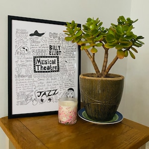 Musiktheater Lyrik Skizze Druck | Gekritzel Fan Poster Kunst | Geschenk für Musiktheater-Liebhaber, Geburtstag, Valentinstag, Weihnachten
