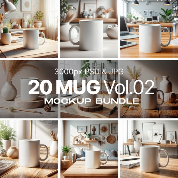 Mug Mockup Bundle, Office Mug Mockup, Premium Mug Photography Template, 20 Photoshop Mockup, Ceramic Mug Bundle, Coffee Mug, Tea Cup 11oz