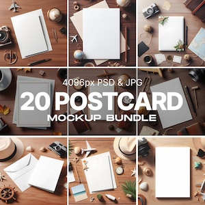 Print Mockup, Card Mockup, Photoshop Mockup Bundle, 20 PSD JPG, Photo Mockup, Letter Mockup, Holidays Letters, Postcard, Invitation Mockup
